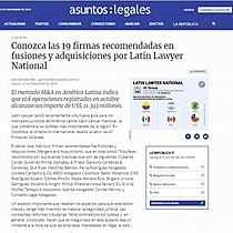 Conozca las 19 firmas recomendadas en fusiones y adquisiciones por Latin Lawyer National